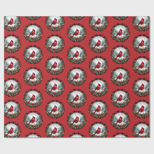 Red Cardinal with Holly Berries Geschenkpapier (Flach)
