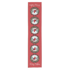 Red Cardinal with Holly Berries Kurzer Tischläufer