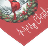 Red Cardinal with Holly Berries Kurzer Tischläufer (Ecke)