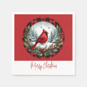 Red Cardinal with Holly Berries Serviette (Vorderseite)