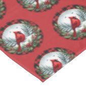 Red Cardinal with Holly Berries Tischdecke (Schrägansicht)