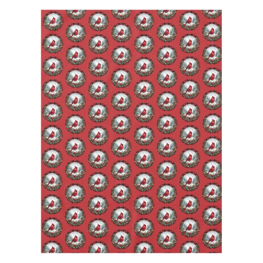 Red Cardinal with Holly Berries Tischdecke (Vorderseite)