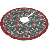 Red Cardinals Christmas Tree Skirt Polyester Weihnachtsbaumdecke (Schrägansicht)