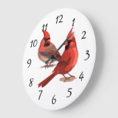 red cardinals Wall Clock Große Wanduhr (Winkel)