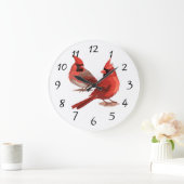 red cardinals Wall Clock Große Wanduhr (Zuhause)
