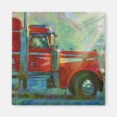 RED CARGO TRUCK BIG RIG TRUCKERS Magnet (Vorne)