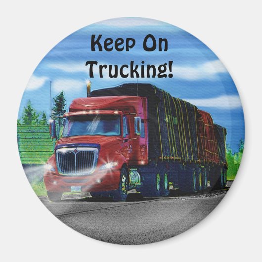 Red Cargo Truck Driver Gift Magnet (Vorne)