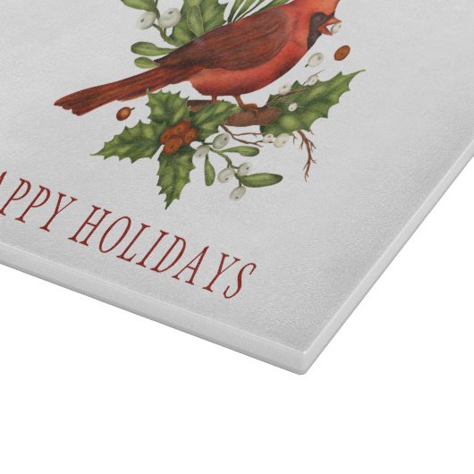 Red Carinal Holly Berries Mistletoe Weihnachten Schneidebrett (Ecke)