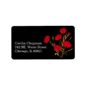 Red Carnation Blume Personalisierte Rücksendeadres Adressaufkleber (Vorne)