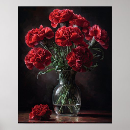 Red Carnation Blumen Art Print Poster (Vorne)