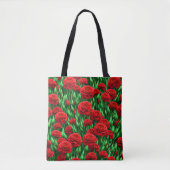 Red Carnation Blumen Tote Bag Tasche (Vorderseite)