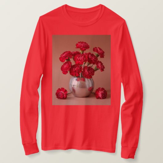 Red Carnation Bouquet Long Sleeve T-Shirt (Design vorne)
