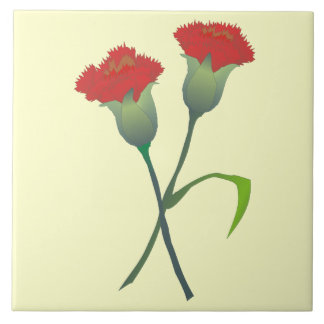 Red Carnation Buds Decorative Tile Fliese