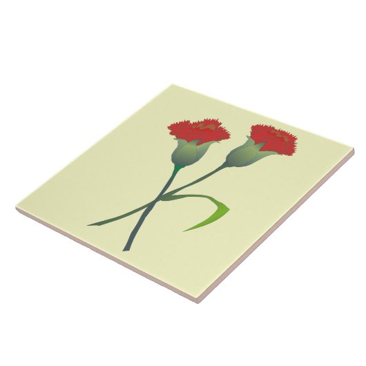 Red Carnation Buds Decorative Tile Fliese (Seite)