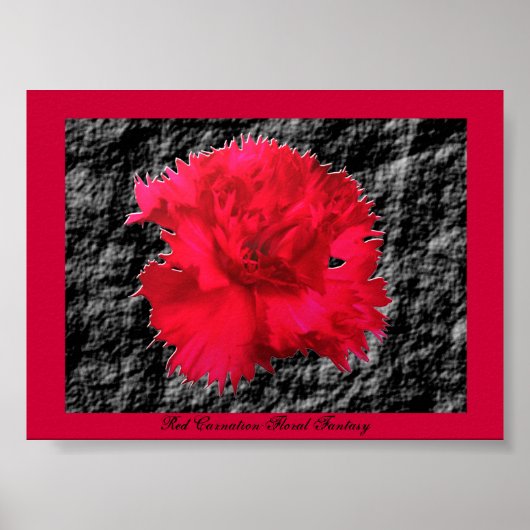 Red Carnation Floral Fantasy Print Poster (Vorne)