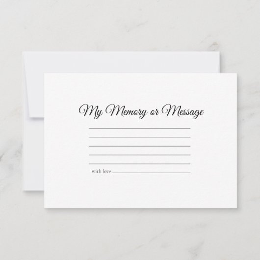 Red Carnation Floral Share a Memory Funerity Mitteilungskarte (Rückseite)