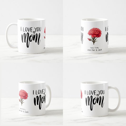 Red Carnation I Liebe You Mama Kaffeetasse