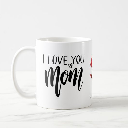 Red Carnation I Liebe You Mama Kaffeetasse (Links)