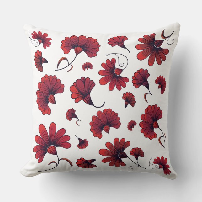 Red Carnation Vector Pattern Blume Kissen (Vorderseite)