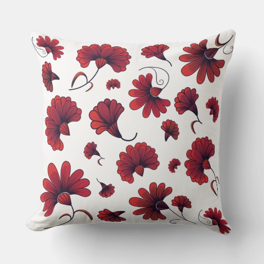 Red Carnation Vector Pattern Blume Kissen (Vorderseite)