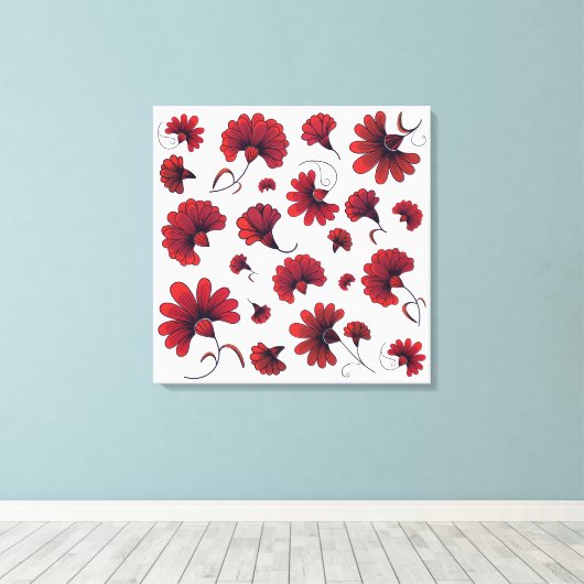 Red Carnation Vector Pattern Blume Leinwanddruck (Insitu (Holzboden))