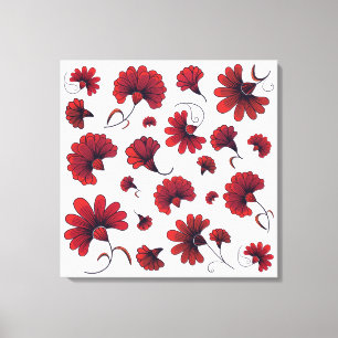 Red Carnation Vector Pattern Blume Leinwanddruck
