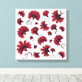 Red Carnation Vector Pattern Blume Leinwanddruck (Insitu (Holzboden))