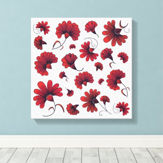 Red Carnation Vector Pattern Blume Leinwanddruck (Insitu (Holzboden))