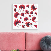 Red Carnation Vector Pattern Blume Leinwanddruck (Insitu (Wohnzimmer))