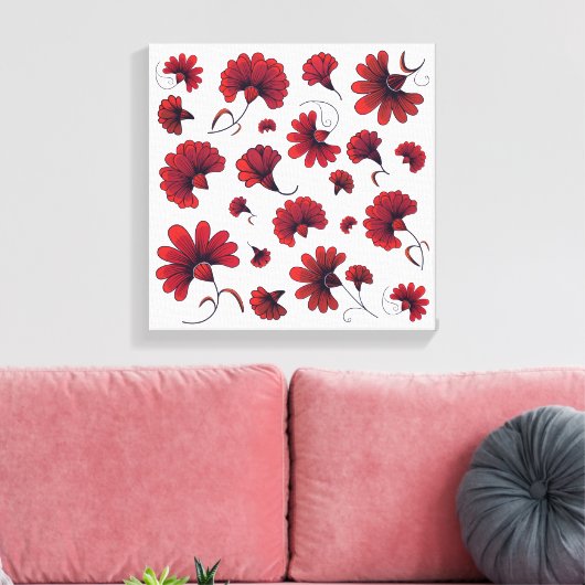 Red Carnation Vector Pattern Blume Leinwanddruck (Insitu (Wohnzimmer))