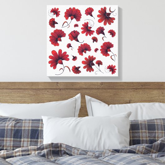 Red Carnation Vector Pattern Blume Leinwanddruck (Insitu (Schlafzimmer))
