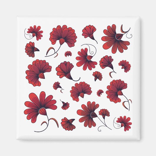 Red Carnation Vector Pattern Blume Magnet (Vorne)
