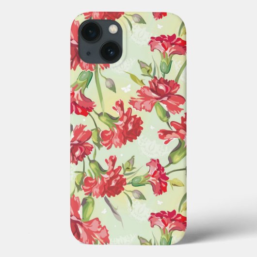 Red Carnations on with butterflies Case-Mate iPhone Hülle (Rückseite)