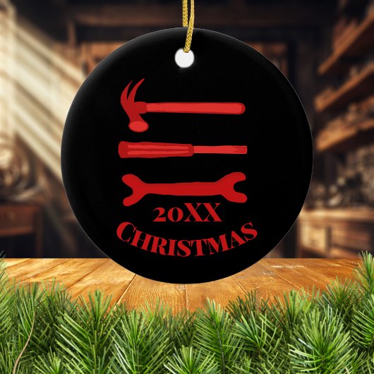 Red Carpenters Tools 2022 Weihnachten Keramik Ornament