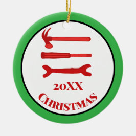 Red Carpenters Tools 2025 Weihnachten Keramik Ornament