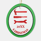 Red Carpenters Tools 2025 Weihnachten Keramik Ornament (Links)