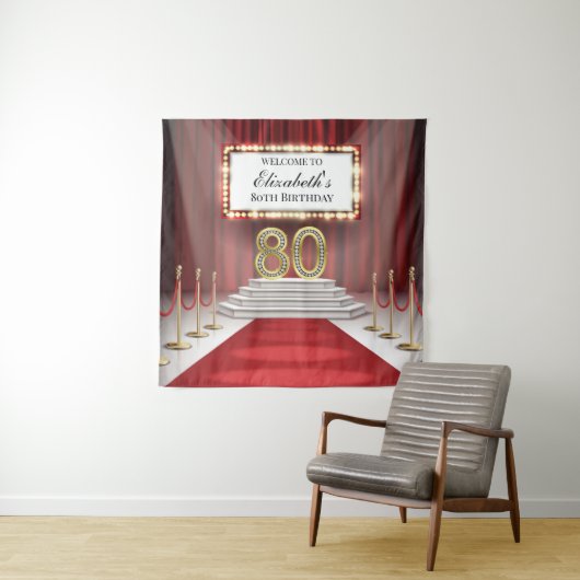 Red Carpet 80th Birthday Backdrop banner Wandteppich (Beispiel)