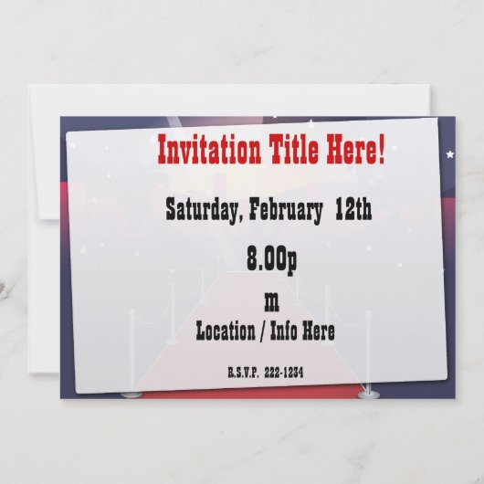 Red Carpet Celebrrity Einladung (Rückseite)