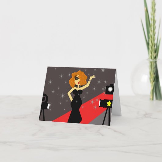 Red Carpet Diva Notecard Karte (Vorderseite)