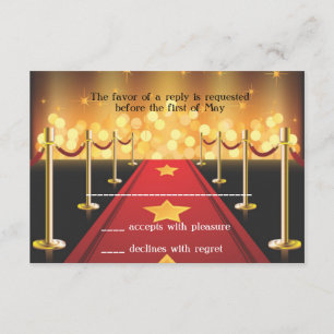 Red Carpet Hollywood Bat Mitzvah RSVP Card Karte
