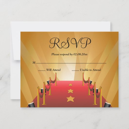 Red Carpet Hollywood Star Bat Mitzvah UAWG RSVP Karte (Vorderseite)