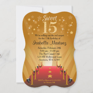 Red Carpet Hollywood Star Sweet 15 Birthday Einladung