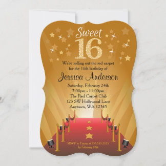 Red Carpet Hollywood Star Sweet 16 Birthday Einladung