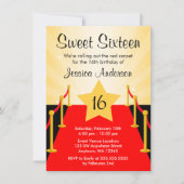 Red Carpet Hollywood Sweet 16 Birthday Party Einladung (Vorderseite)