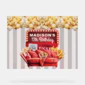 Red Carpet Movie Night Custom Willkommen Geburtsta Acrylschild (Vorderseite)
