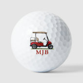 Red Cart Golfer Personalized 3 Initial Monogram Golfball (Vorderseite)