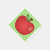 Red Cartoon Apple on Green Serviette (Ecke)