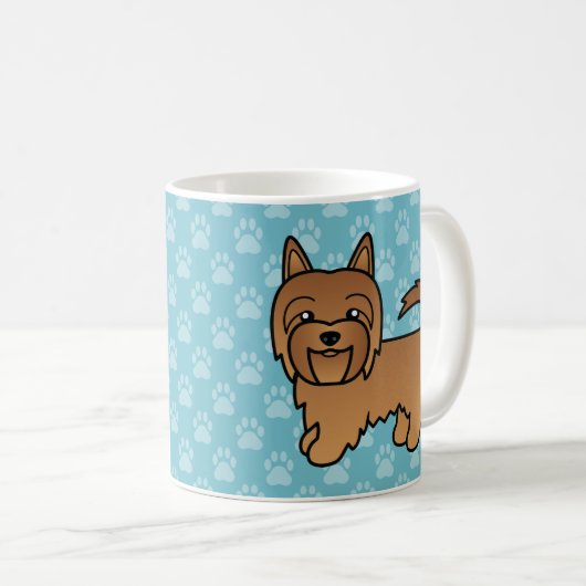 Red Cartoon Australian Terrier Kaffeetasse (VorderseiteRechts)