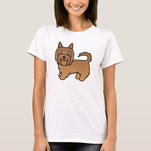 Red Cartoon Australian Terrier T-Shirt (Vorderseite)