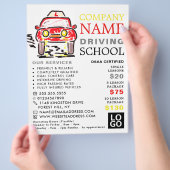 Red Cartoon Car, Driving School, Instructor Advert Flyer (Hand)